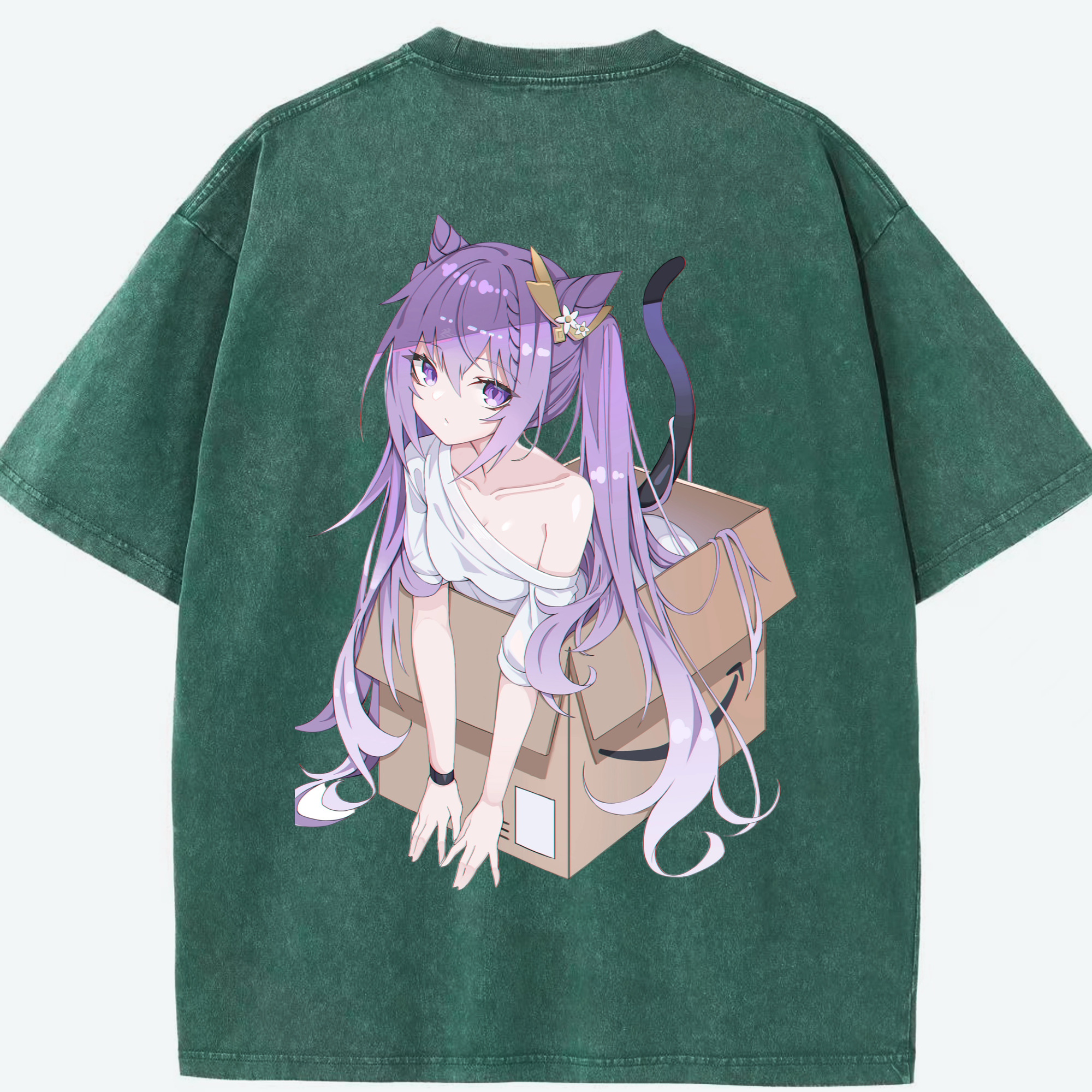 げんし神 刻晴 こくせい genshin Kokusei 綿100% ヴィンテージ風 半袖Tシャツ（背面プリント）